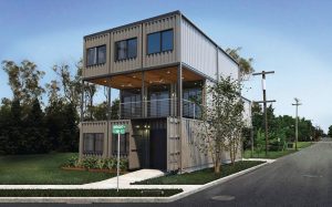 Rendering of front of the shipping container home Zachary Smithey and Joseph Bandalos are building in Old North St. Louis