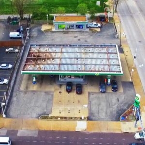 Olive Street Gas Station BP Screenshot Drone Cropped Commercial Real Estate