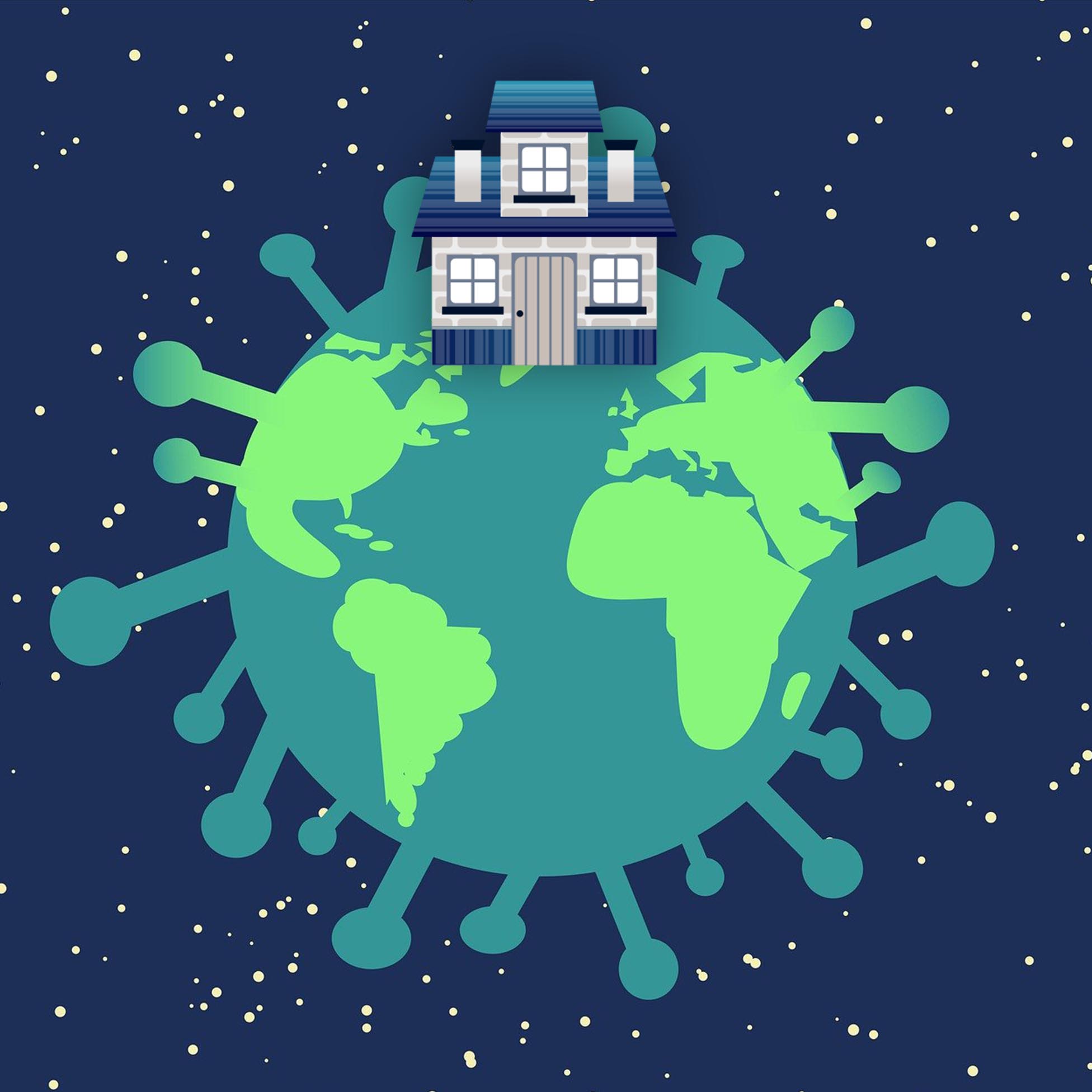 covid house coronavirus earth illustration home