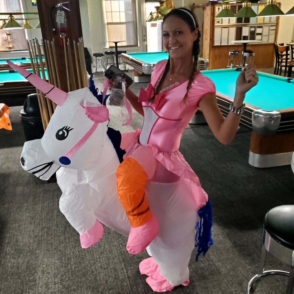 Amy Gordon in her Unicorn Costume