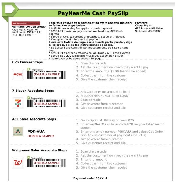 PayNearMe Payslip Sample